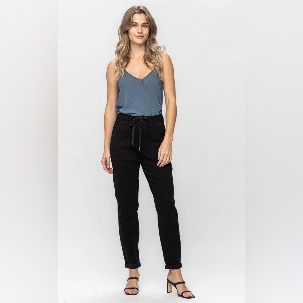 Judy Blue Black High Waist Denim Jogger Size 7 28
